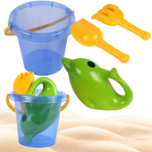 Zestaw Do Zabawy Wiaderko Konewka Delfin Łopatka Grabki Technok  7228