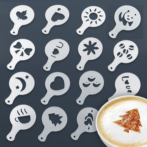 SZABLONY DO DEKORACJI KAWY CIAST DESERÓW 16SZT LATTE CAPPUCCINO na Arena.pl