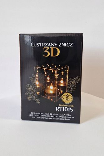 Lustrzany Lampion Znicz z efektem 3D LED Sześcian Świecznik na Arena.pl