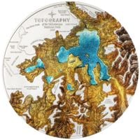Cook Islands: Topography – Yellowstone kolorowany 5 uncji Srebra 2025 Proof