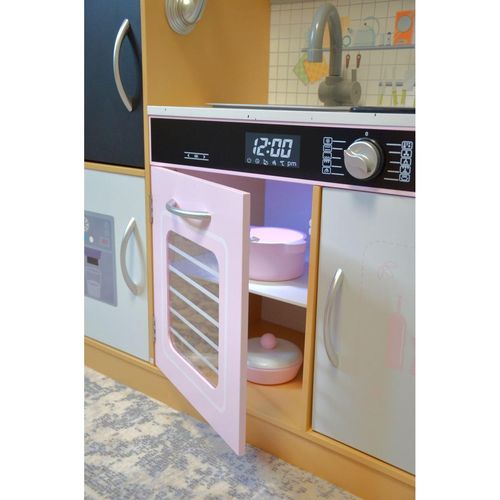 KUCHNIA DREWNIANA DLA DZIECI PODŚWIETLANE PALNIKI LAMPKA LED 87x30x83,5CM WOODEN na Arena.pl