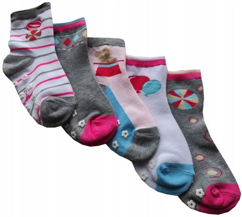 ABS Antypoślizgowe Skarpetki Dziewczęce Bawełniane KOLOWORE 5-PAR 19-22 na Arena.pl
