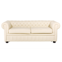 Sofa 3-osobowa skórzana kremowa CHESTERFIELD