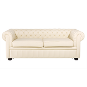 Sofa 3-osobowa skórzana kremowa CHESTERFIELD