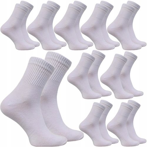 10 X SKARPETY MĘSKIE SKARPETKI BAWEŁNIANE TRWAŁE BIAŁE 43/46 na Arena.pl