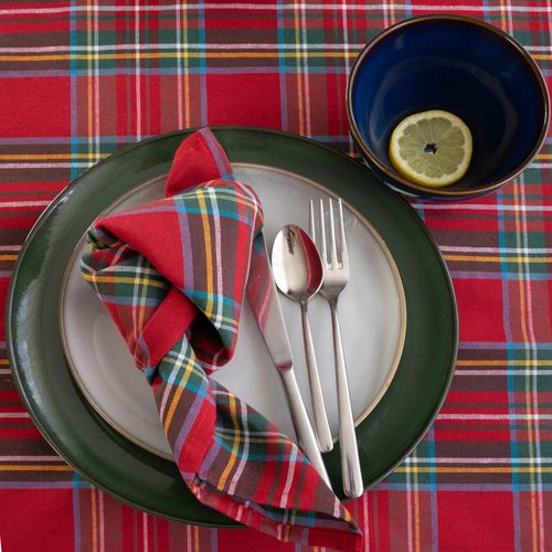 Obrus Świąteczny 138x140 w Kratę Czerwoną Włoski Look na Arena.pl