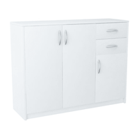 Komoda z szufladami, drzwiczkami, Classic, 110x35x85 cm, biel, mat