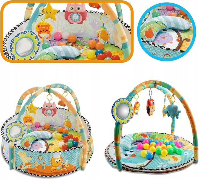 MATA EDUKACYJNA KOJEC Z PIŁECZKAMI DLA NIEMOWLĄT DUŻA INTERAKTYWNA MIĘKKA zdjęcie 4