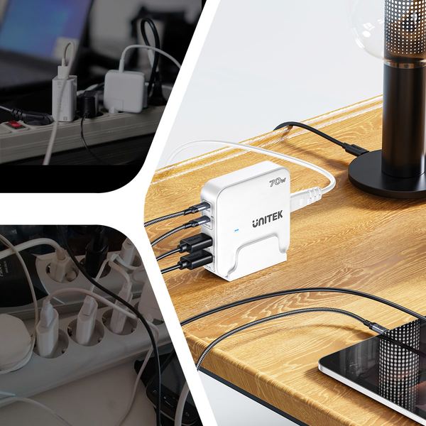 Unitek Ładowarka biurkowa GaN 70W 2xUSB-A 2xUSB-C zdjęcie 5