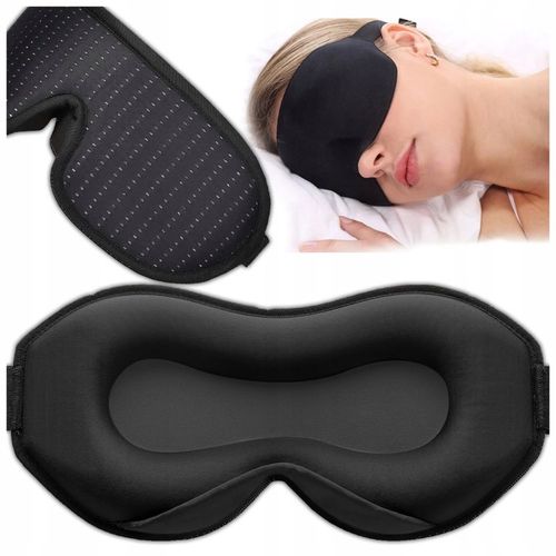 OPASKA NA OCZY DO SPANIA MASKA 3D REGULOWANA LEKKA 100% ZACIEMNIENIA CZARNA na Arena.pl