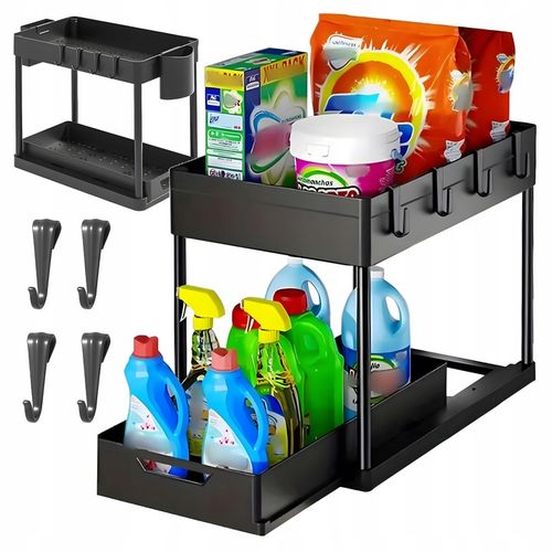 Dwupoziomowa Półka Regał Stojak Mocna pod Zlew Wysuwana do Kuchni na Arena.pl