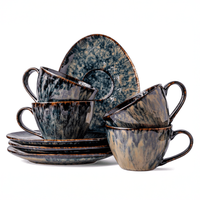 Serwis kawowy Kasai żółto-zielony na 4 osoby 8 szt. Nowoczesny Do zmywarki