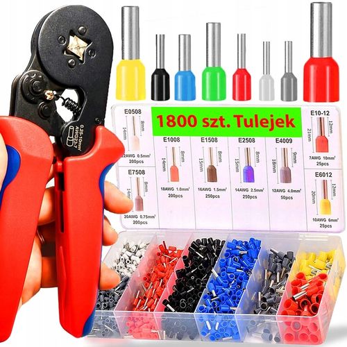 ZACISKARKA DO TULEJEK KONEKTORÓW PRZEWODÓW KABLI PRASKA - ZESTAW 1800 SZT na Arena.pl
