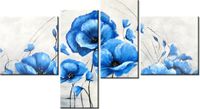 100 55CM OBRAZ 4 ELEM NIEBIESKIE MAKI PŁÓTNO DRUK
