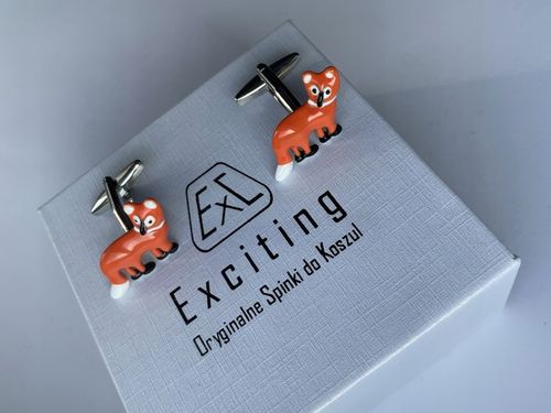 Spinki do mankietów EXC Rudy Lis Lisek Chytrusek z Kitą + Białe Etui Gratis na Arena.pl