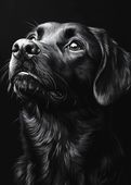Plakat 50x70cm Portret Zwierząt do Salonu Pokoju | Labrador 2 | Czarno Biał