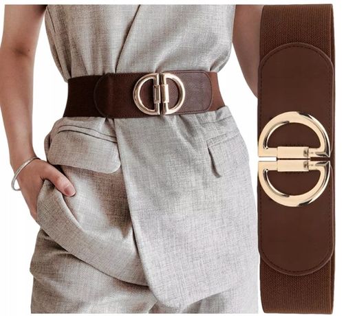 PASEK DAMSKI BRĄZOWY GUMA ELASTYCZNY 105-150 CM DO SUKIENKI MARYNARKI na Arena.pl