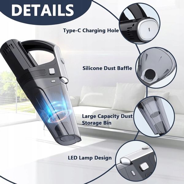 Odkurzacz ręczny TECKZOON, czarny, 8000PA, 6000mAh zdjęcie 5