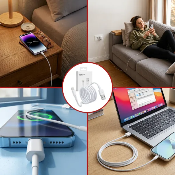 Kabel 2m Lightning do USB-A USB do Apple iPhone, iPad, iPod BOX Biały zdjęcie 12