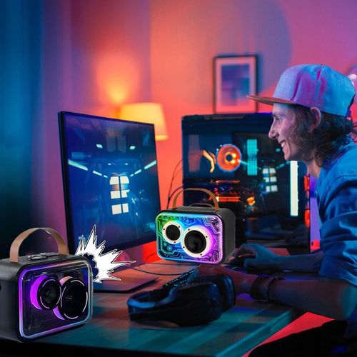 MASZYNA GŁOŚNIK KARAOKE Z 2 MIKROFONY BEZPRZEWODOWE BLUETOOTH LED KOLOROWA na Arena.pl