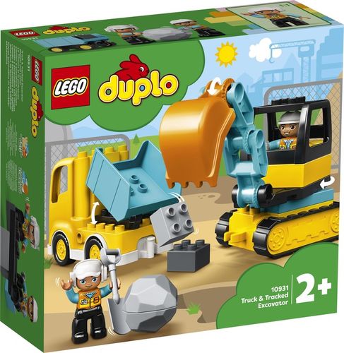 LEGO Duplo Plac Budowy Wywrotka Ciężarówka i Koparka Gąsienicowa Klocki 2+ na Arena.pl