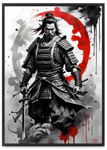 Plakat samuraj równowaga w ramie 50x70 cm w czarnej ramie na Arena.pl