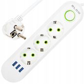 PRZEDŁUŻACZ LISTWA ZASILAJĄCA WŁĄCZNIK 3x USB 3 GNIAZDA 3m BIAŁA MOCNA