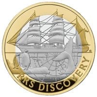 RRS Discovery £2 pozłacany Srebro 2025 Proof Piedfort