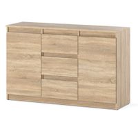 Komoda Drewniana 3 Szuflady Do Salonu Sypialni 120cm Nowoczesna Dąb Sonoma