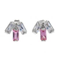 SREBRNE KOLCZYKI NA SZTYFT Z CYRKONIAMI PRÓBA SREBRA 925