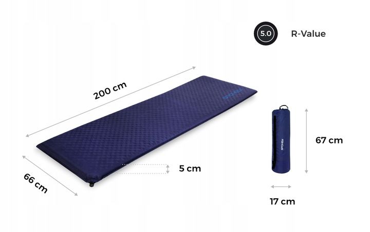 Mata samopompująca R-Value 5.0 Spokey COUCH 200 x 66 x 5 cm zdjęcie 2