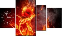 70CM 120CM OBRAZ 4 ELEM OGNISTA RÓŻA ŚCIENNY