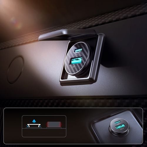ładowarka samochodowa mini 15w usb-a usb-c - czarna na Arena.pl