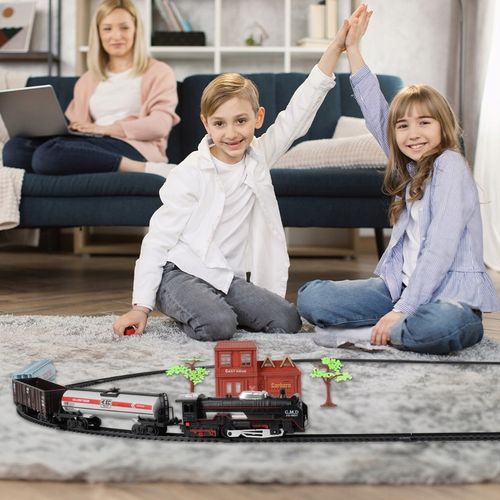 POCIĄG KOLEJKA ELEKTRYCZNA TORY LOKOMOTYWA 3 WAGONY 270CM DŁUGOŚCI STACJA na Arena.pl