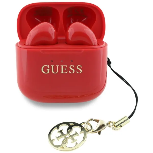 Słuchawki TWS Guess Glossy Effect Printed Classic Logo & Charm - czerwone zdjęcie 1