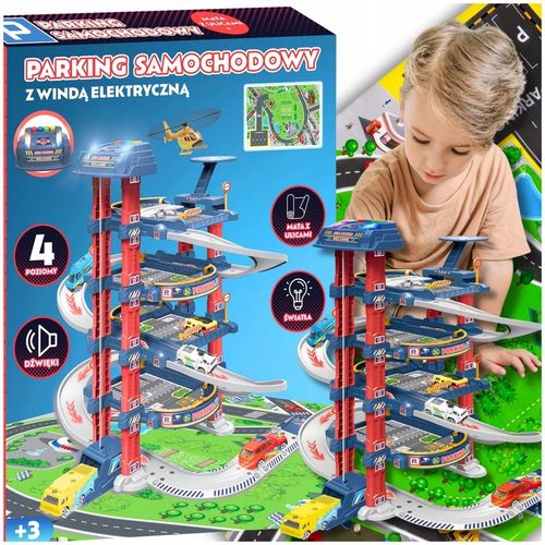 PARKING GARAŻ TOR SAMOCHODOWY Z WINDĄ DUŻY ZESTAW DLA DZIECI + AUTA na Arena.pl