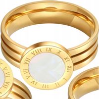 Pierścionek złoty rzymski prosty obrączka pozłacany stal chirurgiczna 18K