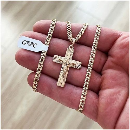 ZŁOTY ŁAŃCUSZEK MĘSKI ROMBO + KRZYŻYK 18K 50 CM PREZENT DLA NIEGO + GRATISY na Arena.pl