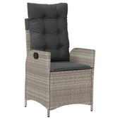 Rozkładany fotel ogrodowy z poduszkami, jasnoszary polirattan