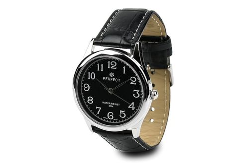 Zegarek męski klasyczny kwarcowy elegancki pasek skórzany analog Perfect na Arena.pl