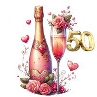 Opłatek na tort Szampan Whisky Drink Postać Kobieta Balony Kwiaty Urodziny