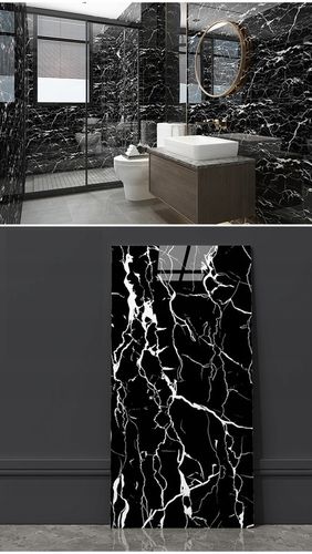 PANEL ŚCIENNY SAMOPRZYLEPNY PŁYTKA PCV CZARNY MARMUR SMUGI 60x30cm POŁYSK na Arena.pl