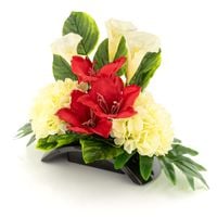 WIĄZANKA  STROIK na GRÓB SZTUCZNE KWIATY KALIA AMARYLIS