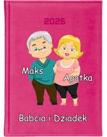 MAŁY KALENDARZ A6 2026 TYGODNNIOWY nadruk uv dla babci i dziadka TWÓJ NAPIS