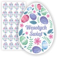 NAKLEJKI jajka pisanki WIELKANOC prezent kartkę kopertę 24 szt. 5 cm