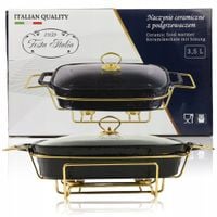 NACZYNIE CERAMICZNE NA ZŁOTYM PODRZEWACZU 3,5 L DO PODAWANIA POTRAW