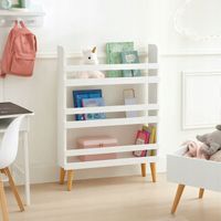 Regał na Zabawki Książki Biały dla Dzieci Półka Szafka z 3 Półkami 95 cm