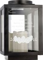 Znicz na grób z własnym napisem personalizowana kapliczka z grawerem wzorem