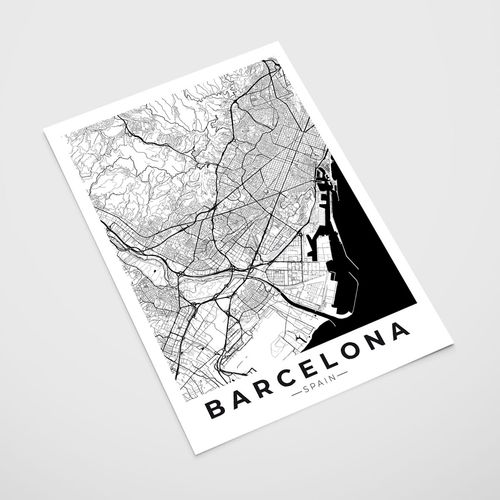 Plakat mapa mapy miasta Barcelona 70x100 cm na Arena.pl