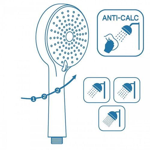 Słuchawka prysznicowa srebrna 3 funkcyjna uniwersalna natryskowa mocna na Arena.pl